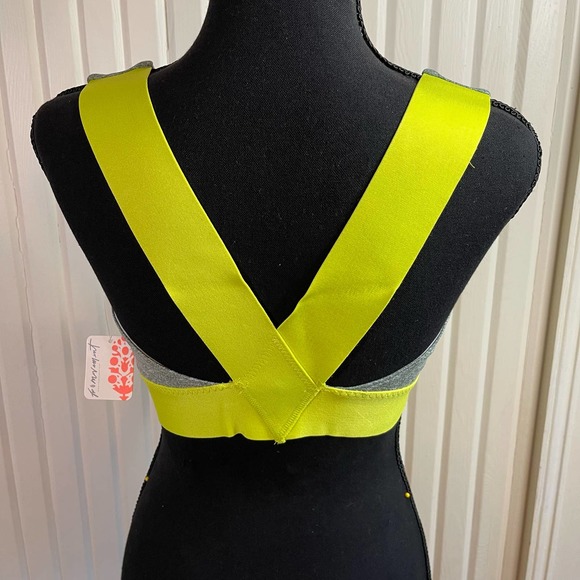 Free People Movement Yellow Gray Just Breathe Sports Bra Size XS - Picture 3 of 8